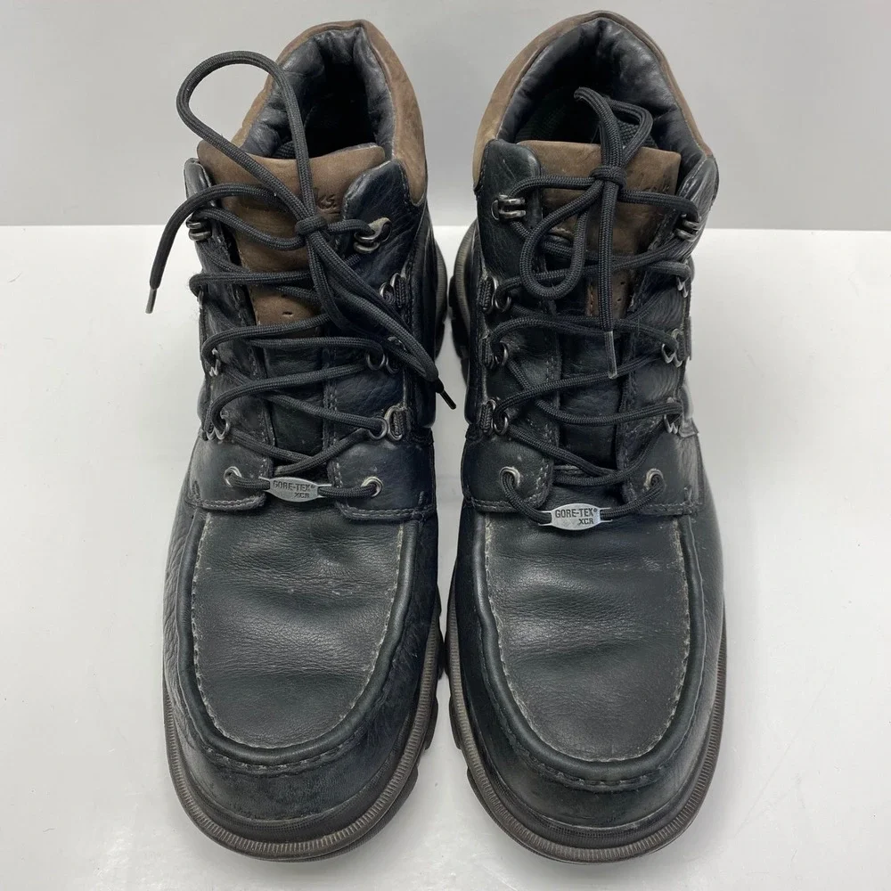 Clarks Gore-Tex XCR Leather Boots Mens 12M Black Green Color Waterproof 36575
